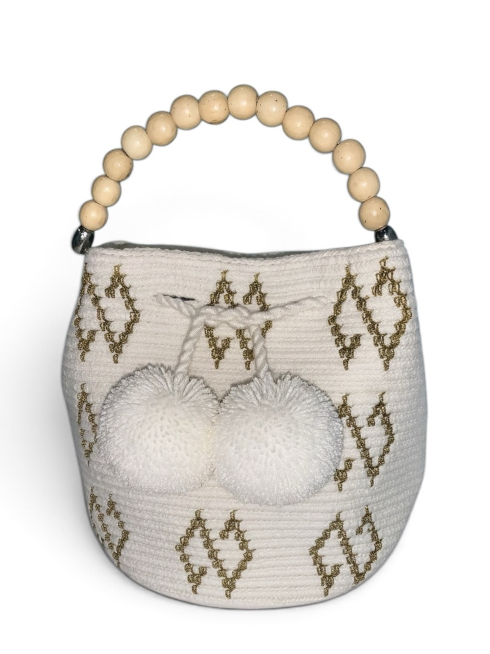 Authentic EKAA WAYÚU Premium Lined Mochila Bag – Metallic Gold & Cream